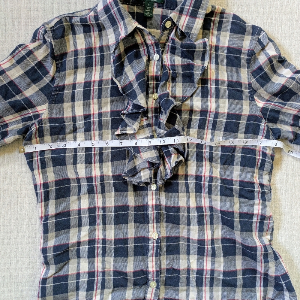 RL Preppy Ruffle Plaid Flannel Shirt